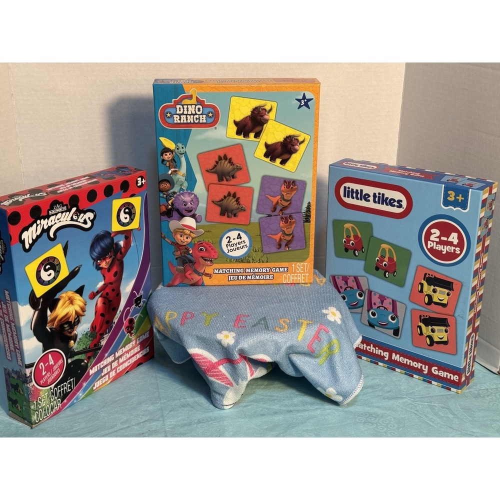 Lot Of 3 Matching Games Little Tikes, Dino Ranch, Miraculous 72 Piece Each Game